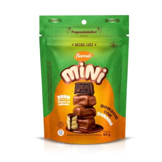 Mini Bombom com Banana FLORMEL Zero Açúcar 60 Gramas