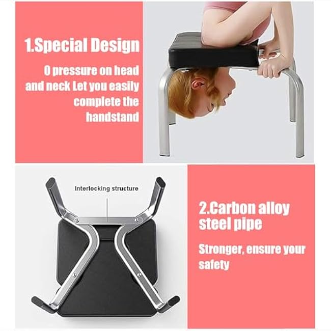 Inverted Stool Fitness,Yoga Headstand Bench,Inverted Artifact Household Yoga Auxiliary Chair,Upside Down Stool with Thick Cushion Multifunctional Indoor Sports Exercise Bench Fitness Equipment