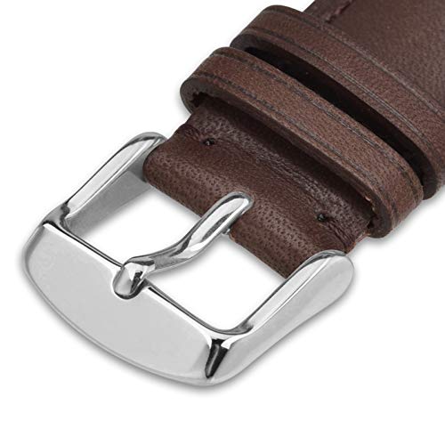 WOCCI 22mm Watch Band - Vintage Leather Watch Strap Dark Brown (Tone on Tone Stitching)