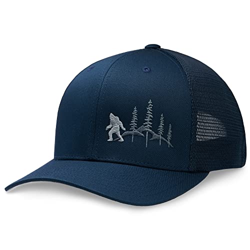 LARIX Flexfit 110 Snapback Hat Trucker Mesh - Wild Bigfoot (Navy Gray/Silver)