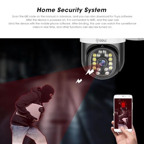 Image of DDLC Smart 1080p Wireless WiFi IP CCTV Security 1080p PTZ Outdoor IP66 Waterproof Pan Tilt Speed Dome Home Surveillance Camera with Motion Detection Two Way Audio Communication (Black PTZ)