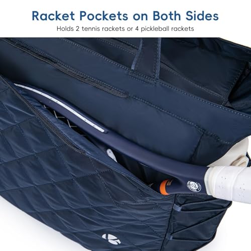 Tennis Tote Bag with Shoe Compartment - Extra-Large Quilted Pickleball Bag Ho...2