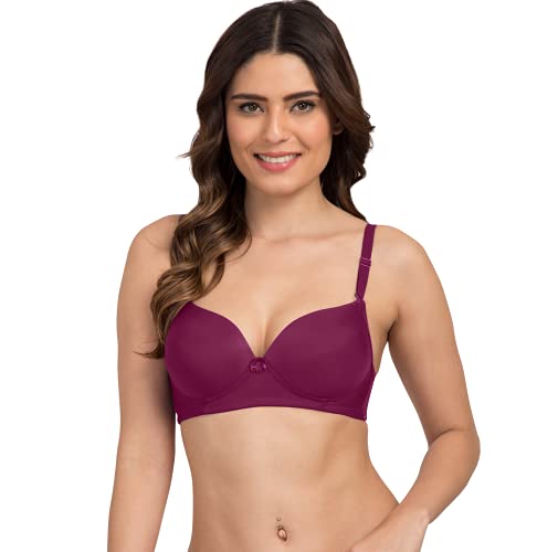 Image of Tweens - Heavily Padded Semi Push-Up Bra - Polyamide Fabric - 3 /4th Coverage, Wireless, Multiway Straps, Seamless - Everyday T-Shirt Bra