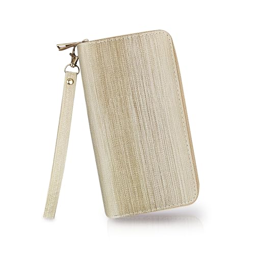 Clutch Wallet for Women, Gradient Color Multi Slot Women's Wallet with Double Zippers and Detachable Wristband