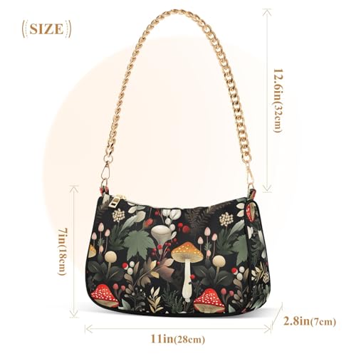 Clutch Shoulder Bags Tote Evening Purse Handbags for Women Mushroom Forest Plants Hobo Bags with Zipper Closure3
