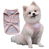 SZAT PRO Classic Striped Teacup Pet Dog T-Shirts, 100% Cotton Tank Vest for Small Dogs, Sleeveless Puppy Clothes for Chihuahua Yorkie Pink, 3X-Small