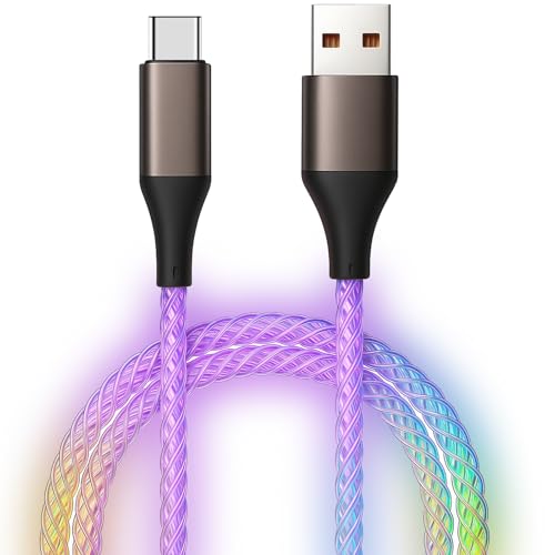 USB C Cable, 3FT Colorful Gradual Light up Type C Charger Fast Charging Led USB Type C Cord Compatible with iPhone 15,Samsung Galaxy S10 S9 S8 Plus, Note 10 9 8, LG V50 V40 G8 G7 (RGB)