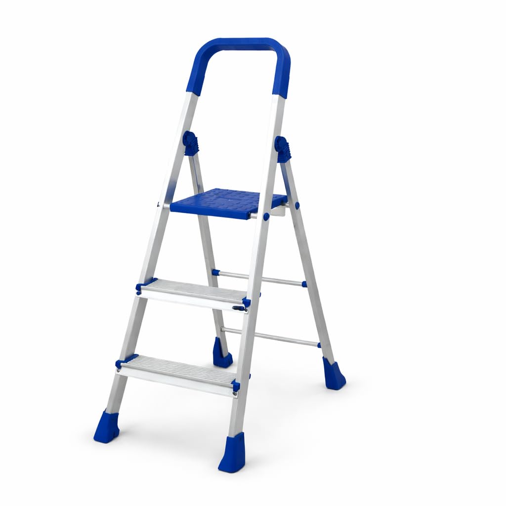 Parasnath Maple 3 Step Light Weight Aluminium Step Ladder 3.2 Ft Heavy Duty Folding Ladder Made in India 2
