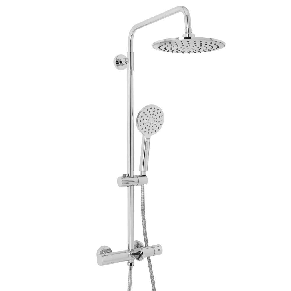 Milano Chrome Arlo Round Thermostatic Bar Valve Shower Head Multifunction Handset Bath Spout