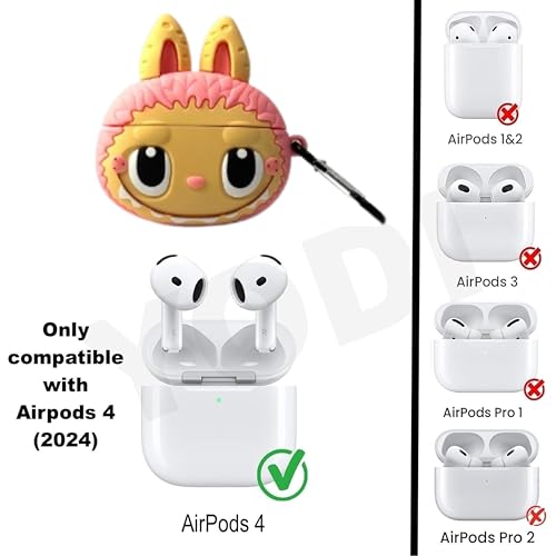 Image of YODI Case Cover for Airpods Pro|Pro 2|Airpods Pro 3|Airpods 4 Pouch, Silicone Cases with Cleaner Kit 360 Drop Protection,Shock-Resistant (Pink Dall, Airpods 4)
