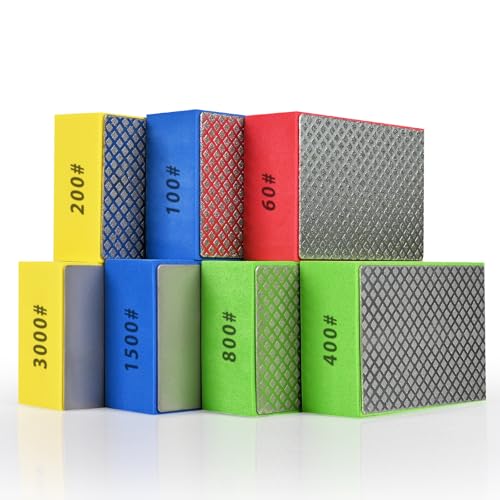 EGOFIX 7pcs Diamond Hand Polishing Pads for Ceramic Tile Glass Grinding Sanding Blocks Polishing 60# 100# 200# 400# 800# 1500# 3000#
