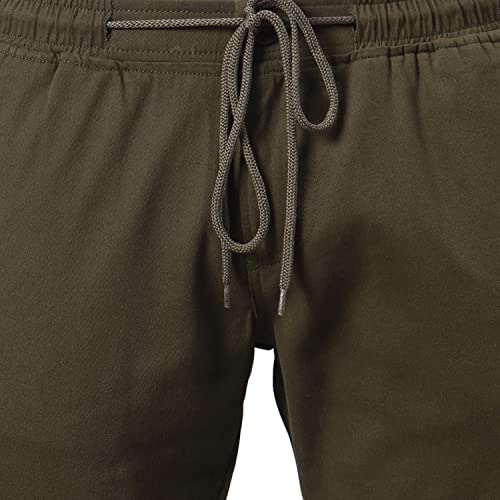 Image of Hubberholme Men's Tapered Fit Cotton Trousers, Ankle Length Elastic & Drawstring Waist Chinos