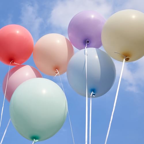 Image of PartyWoo Pastel Balloons 20pcs 18 Inch Pastel Rainbow Latex Balloons for Baby Shower Gender Reveal Engagement Bachelorette Easter Bridal Shower Anniversary Retirement Birthday Party Decorations