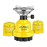 Mianova Gaskocher Campingkocher Kohle Anzünder Gaskartuschen Shisha Grill Notfallkocher Gas Kocher Set 2 Gasflaschen Kohleanzünder Gelb