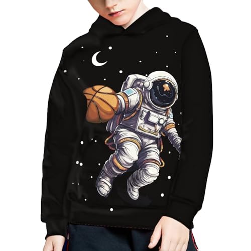 Kids Hoodies Pullover 3D Astronaut Basketball Sweatshirt Jumpers Tops for Boys Girls 6-16 Years Old