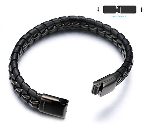 Pulsera de Cuero para Hombre con Cierre Magnético 21.5-23 cm miniatura 5