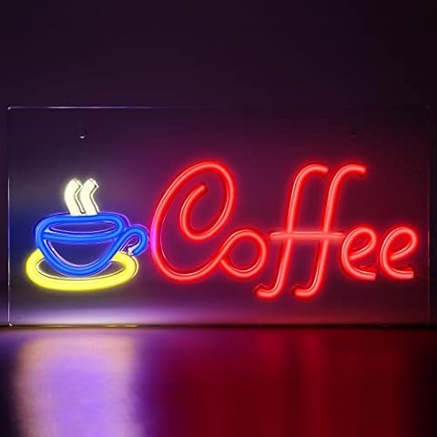 FITNATE Neon Coffee Sign for Home and Business Cover