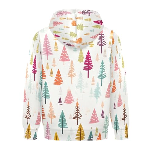 Kids Hoodies Sweaters Christmas Xmas Trees Hooded Sweatshirts with Big Pockets for Boys Girls B04002922
