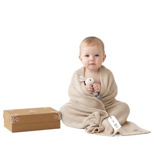 Little Dedi 100% Organic Cotton Baby Knitted Blanket with Gift Box - Soft Toddler, Crib, Stroller...
