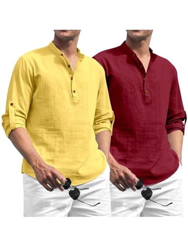 Image of Zombom Men's Kurta || Chinese Collar Long Sleeves || Straight Hip Length Kurtas || Short Kurta for Men || for Festival || Function || Occasion Wear Fancy Kurta for || Best Gifts for Men