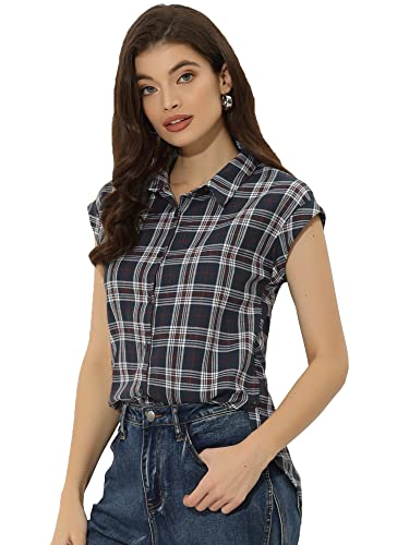 Haut à carreaux femme bleu marine résolvant le manque de confort en taille XL