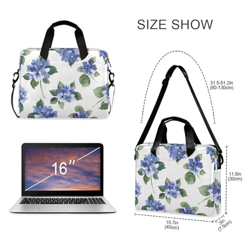 Maletín para portátil con diseño azul Hydrangeas, 13-15.6 pulg. miniatura 5