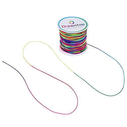 Dreamtop 1mm 100 Meters Rainbow Elastic Cord Colorful Bead Stretch String Pony Bead String Rainbow Elastic Thread Beading Thread for Bracelets, Necklace, Jewelry Making and Crafts,109 Yard