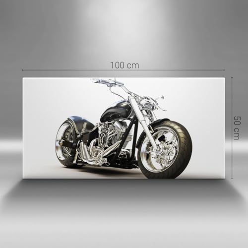 Moto noire tableau photo sur toile grand format mural - 4