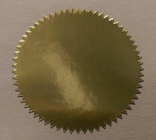 Pack of 500-41mm Starburst Notary/Legal/Certificate Seals - Colour Code Stickers/Sticky Labels - Choose Your Colour/s (Shiny Gold)