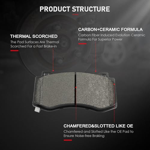 Image of cciyu D1298 Front Metal Disc Brake Pads Kit For Chrysler For 300 2005-2010 2012-2014,For Dodge For Challenger 2008-2023,For Charger 2006-2010 2012-2023,For Magnum,For Jeep For Grand Cherokee
