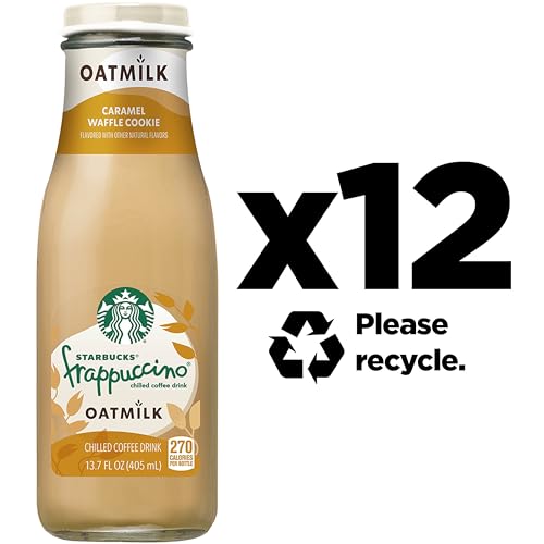 Image of Starbucks Oatmilk Frappuccino, Coffee Drink, Caramel Waffle Cookie Oat Milk, 13.7 fl oz Bottles (12 Pack), Iced Coffee