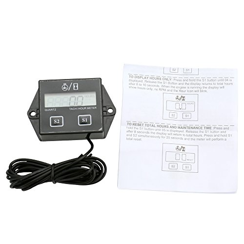 RuleaxAsi LCD Display Digital Motor Tach Hour Meter Motor Sroke Engine Car Motocicleta Barco Velocím