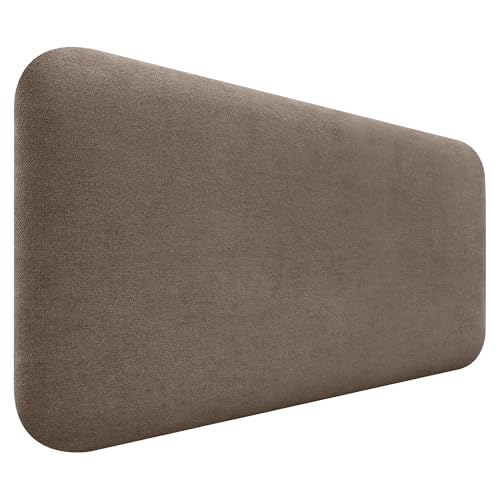 DHOME Cabecero Tapizado Liso Redondeado Tela Aqualine para Pared Acústicos Cabeceros Absorbentes Cabezal Cama Dormitorio (Marrón, 90cm)