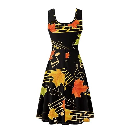 Image of Women's Casual Loose Sundress Midi Sleeveless Crewneck Dress Summer Beach Tank Dress with Pockets