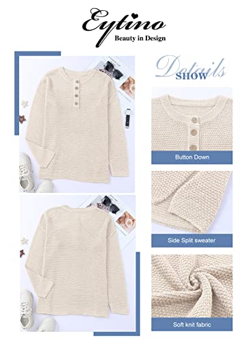 Image of Eytino Womens Plus Size Sweaters Casual Long Sleeve Loose V Neck Button Henley Tops Pullover Knit Jumpers,(1X-5X)