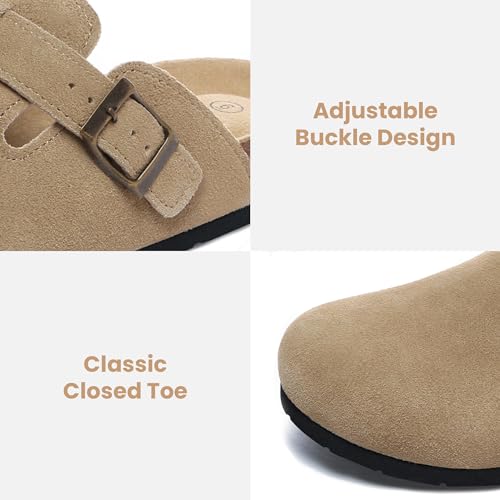 Image of Xiakolaka Women's Suede Clogs Adjustable Buckle Slip on Footbed Home Clog Slippers for Comfort Casual Daily Wear