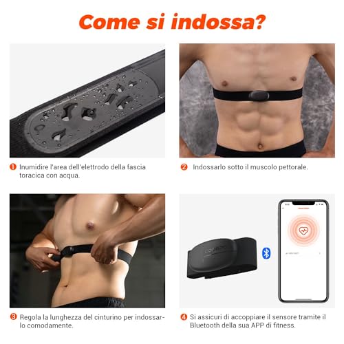 COOSPO H6M Herzfrequenzmesser Pulsgurt Brustgurt Bluetooth ANT+ Konnektivität, Herzfrequenz Sensor IP67 Wasserdichter, Kompatibel mit Wahoo, Elite HRV, Rouvy, adidas Run, Kinomap, Pulsoid