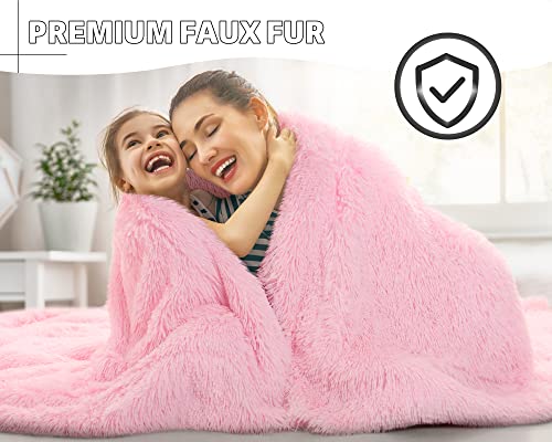 Benron Light Pink Throw Blankets, Soft Shaggy Fuzzy Sherpa Blankets, Cute Baby Pink Blanket Throw, Cozy Fluffy Faux Fur Blankets For Bed Couch Sofa Washable, 50"X60" #TOP2