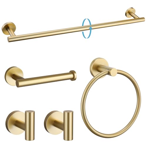 TURS Brushed Gold Bathroom Hardware Set 5 Piece, SUS304 Stainless Steel Bath...