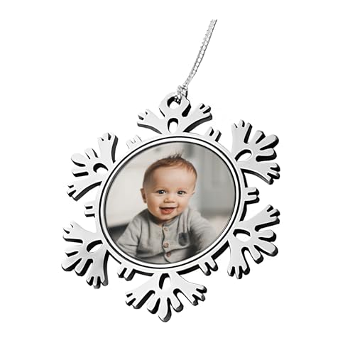 22Feels Personalisierter Weihnachtsanhänger mit Foto Schneeflocke...