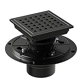WEBANG 4 Inch Square Shower Floor Drain With Flange,Quadrato Pattern Grate Removable,Food-grade SUS...
