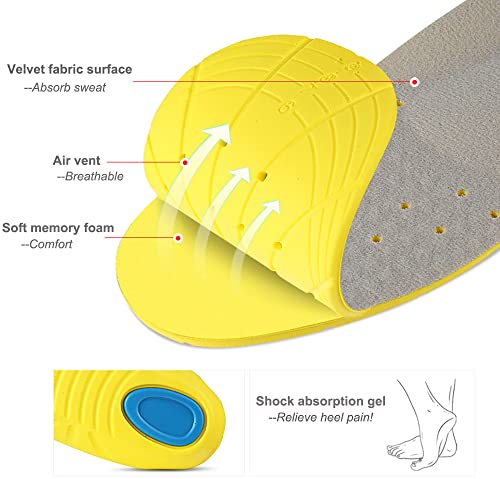 Image of Shoe Insoles, Memory Foam Insoles, Shoes Insert for Women and Men, Kids, Providing Arch Support, Great Cushion and Shock Absorption, Relieve Foot Pain M（Men's 6-9 / Women 7-11