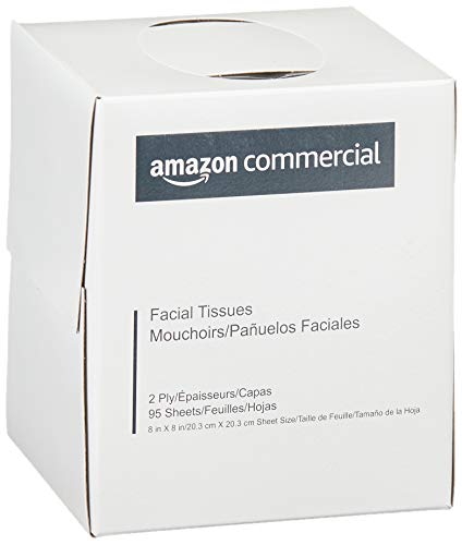 AmazonCommercial Facial Tissue Cube Box, 95 Sheets per Box, 36 Boxes