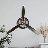 Montex Metal Airplane Propeller Wall Decor 27 x 27 Inch, Wall Clock Vintage Art for Living Room, Kit