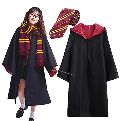 JMOCD Zauberer Cosplay Kostüm mit Krawatte,Zauberer Robe Cloak Costume für Cosplay Halloween Karneval Verkleidung Geburtstag Party (M)