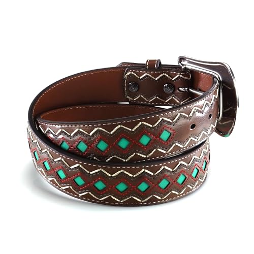 ARIAT Women's Diamond Inlay Center Pattern Belt, Brown, Large4