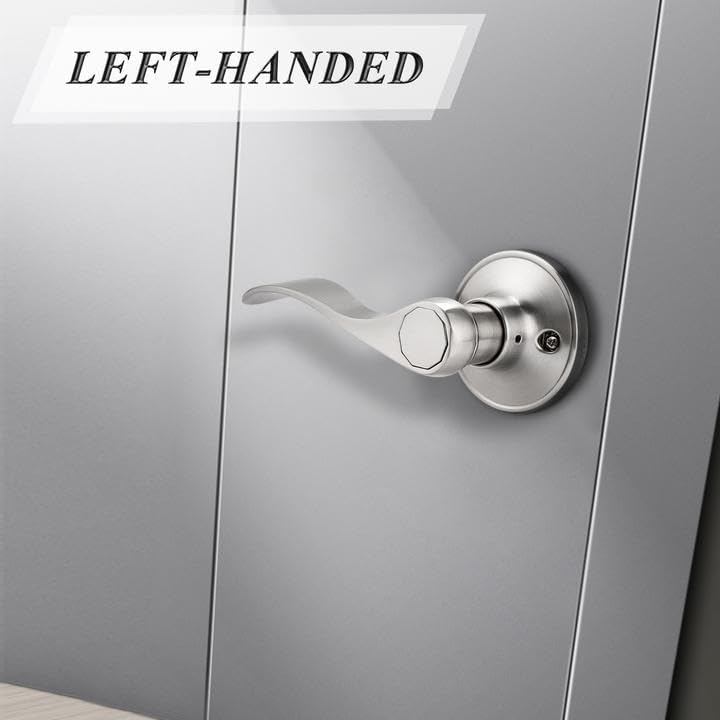 Probrico Left Handed Dummy Levers, Satin Nickel Wave Shape Half Dummy Door Handles, Decorative Non-Turning Single Side Door Hardware, 10 Pack
