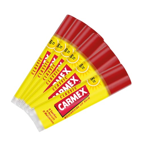 Carmex Classic Lip Balm Stick Set for Smooth, Soft Lips | SPF 15 Sun Protection | Soothes & Protects Sun-Exposed Lips | Intensely Hydrating Summer Lip Care Formula | Travel-Friendly (Pack of 6)