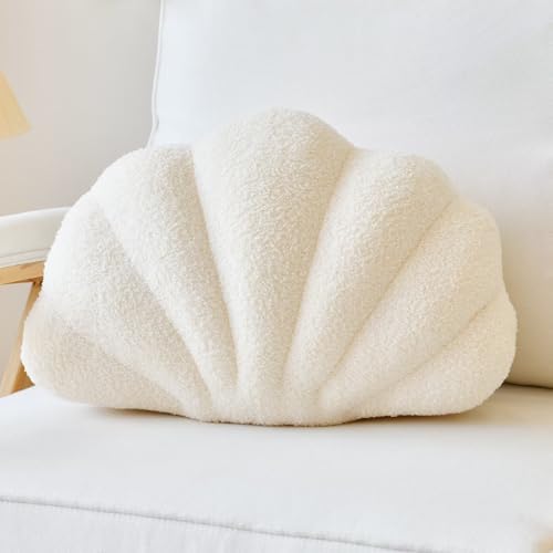 Beige Seashell Throw Pillows, Shell Shaped Throw Pillows, 13 Inch...