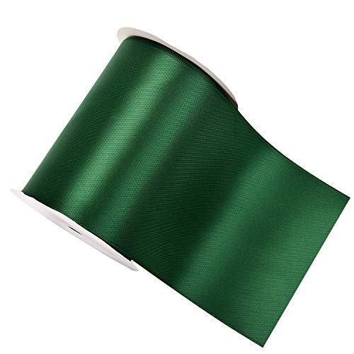 YAMA Double Face Satin Ribbon Roll - 4 inch Wide Solid Color Craft Ribbon, Great for Chair Sash,Making Bow, Sewing and Wedding Bouquet- 5 Yard/Spool, Green